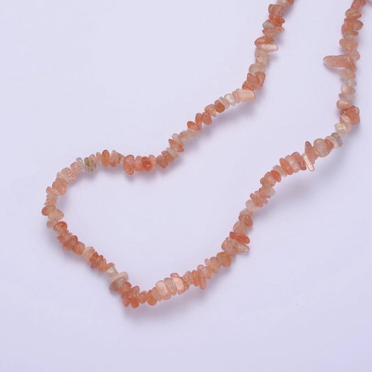 18.2 Inch Natural Orange Carnelian Crystal Stone Bead Necklace with 2" Extender | WA-638 Clearance Pricing