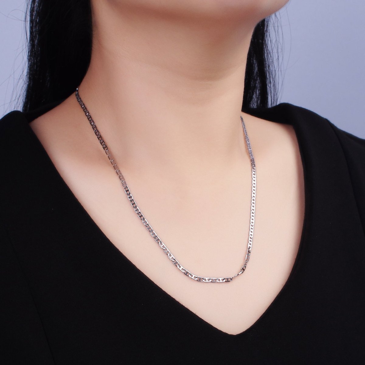 18.3 inch Stainless Steel Flat Mariner Chain For Wholesale Chains And Jewelry Making Supplies Findings | WA-2099 Clearance Pricing