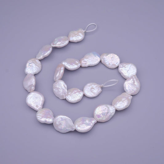 18.4mm Natural Flat Heishi Freshwater Pearls 20pcs Full Strand | WA-1326 Clearance Pricing