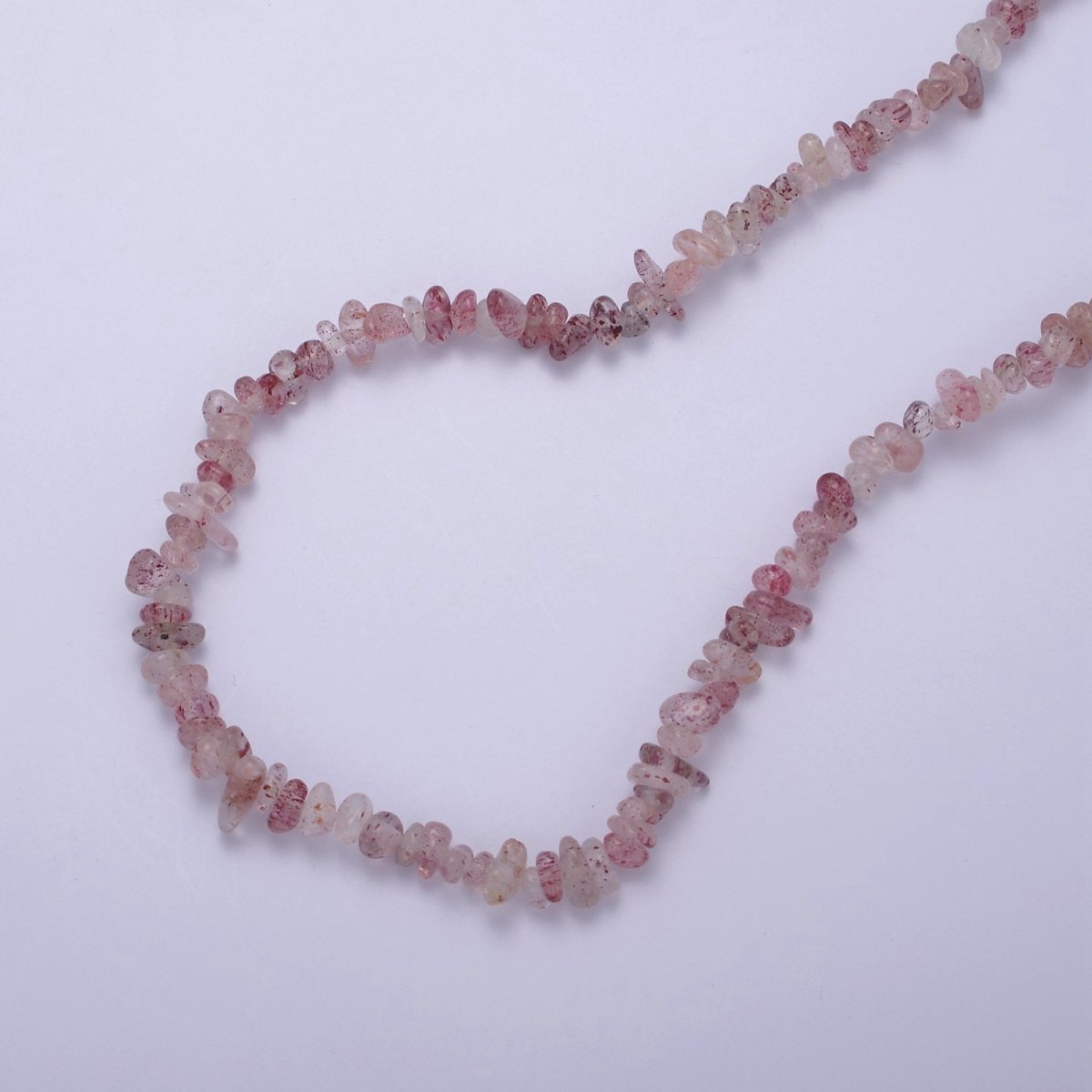 18.5 Inch Natural Pink Strawberry Quartz Crystal Stone Bead Necklace with 2" Extender | WA-632 Clearance Pricing