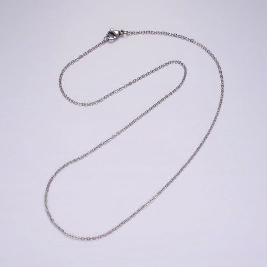 18inch Cable Chain Necklace Silver Dainty Cable Link Chain Necklaces Stainless Steel | WA-2393