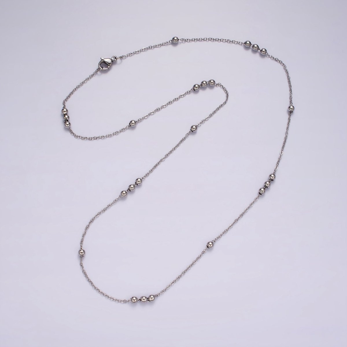 18inch Satellite Chain Necklace Silver Dainty Satellite Ball Chain Necklaces Stainless Steel | WA-2394