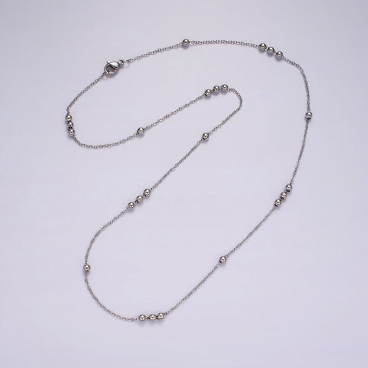 18inch Satellite Chain Necklace Silver Dainty Satellite Ball Chain Necklaces Stainless Steel | WA-2394