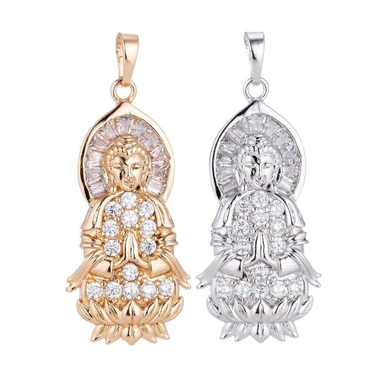 18K, 24K Gold Fill Buddha, Meditation Peace Zen Good Karma Buddhism Buddhist Layer Necklace PENDANT Charm Bead Bails Findings for Jewelry Making H-580 I-886