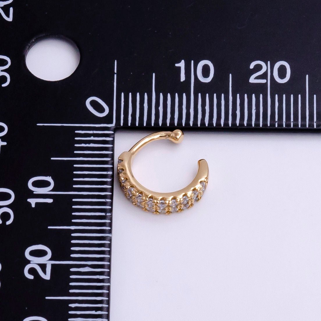 18K Gold Clear CZ Double Micro Paved Ear Cuff Earrings | AI098