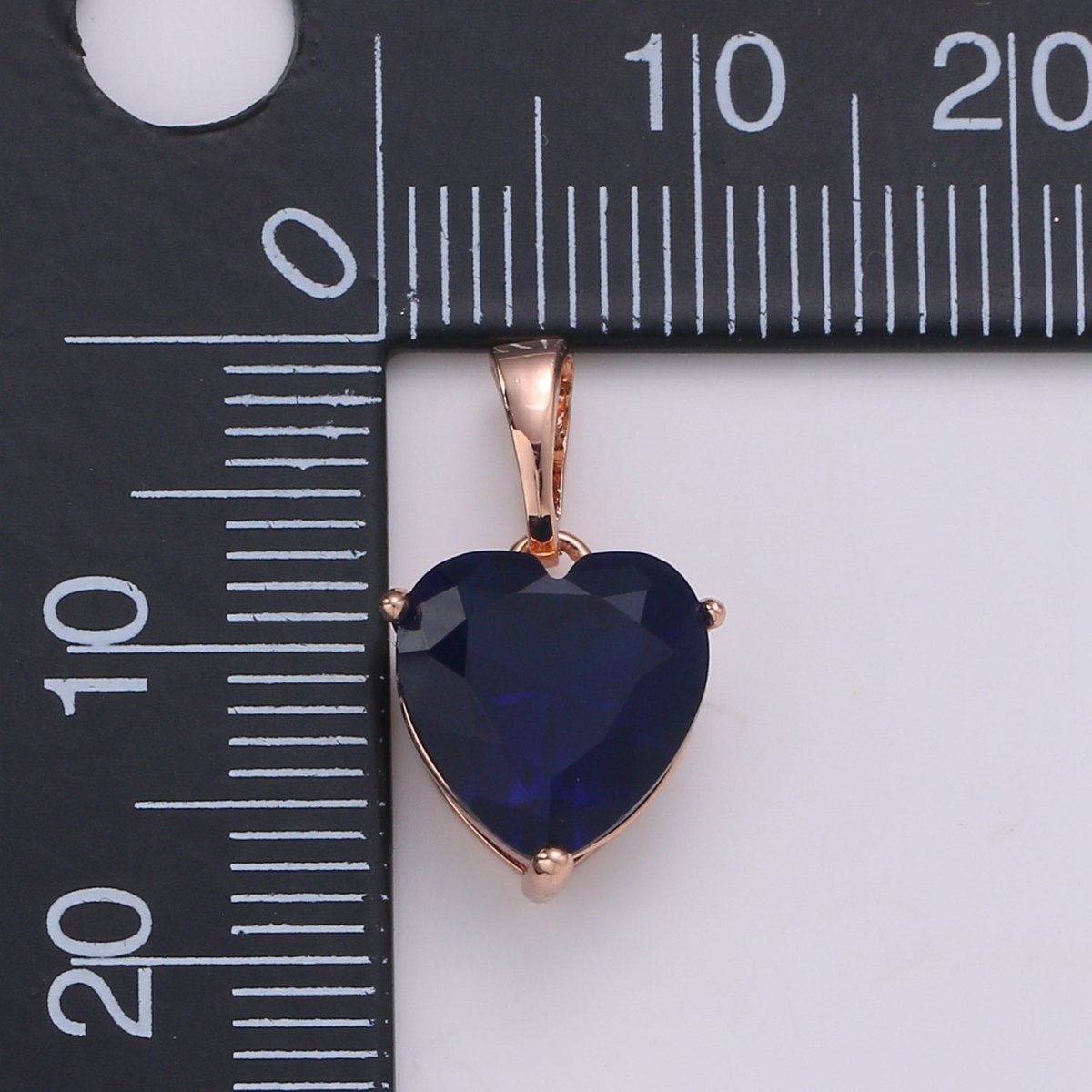 18k Gold Fill Charm Dark Blue Heart Cubic Zirconia Charm w/ Colored CZ Crystal Gem Stone GemStone Pendant Valentine Jewelry Supply J-201