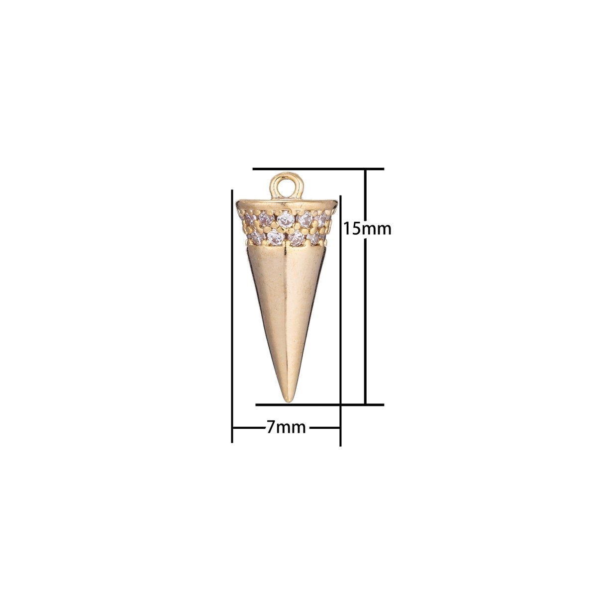 18k Gold Fill CZ Micro Pave Spike Charm Stud Charm, Pave Cone Charm, Jewelry Supplies, DIY Jewelry, Spike Necklace Bracelet Earring CharmC-371