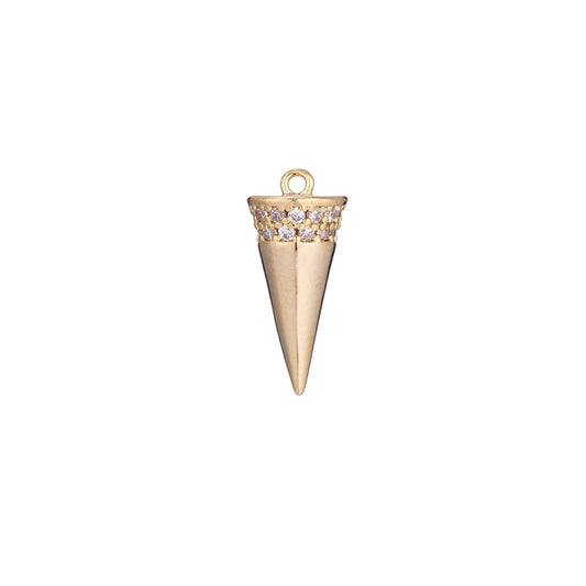 18k Gold Fill CZ Micro Pave Spike Charm Stud Charm, Pave Cone Charm, Jewelry Supplies, DIY Jewelry, Spike Necklace Bracelet Earring CharmC-371