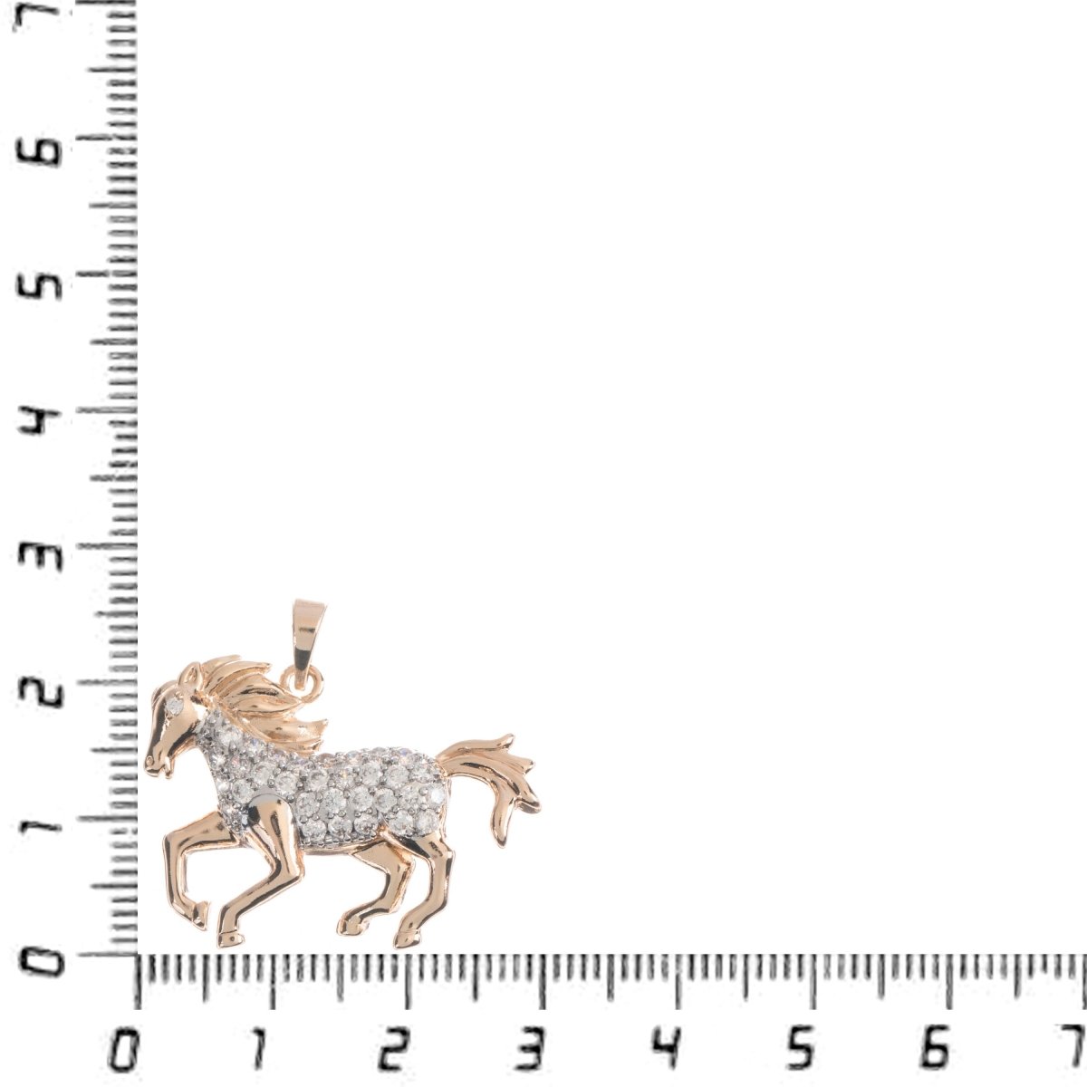 18K Gold Fill Horse Charm Pendant 3D Galloping Stallion Animal Micro Pave CZ Cubic Zircon H-749