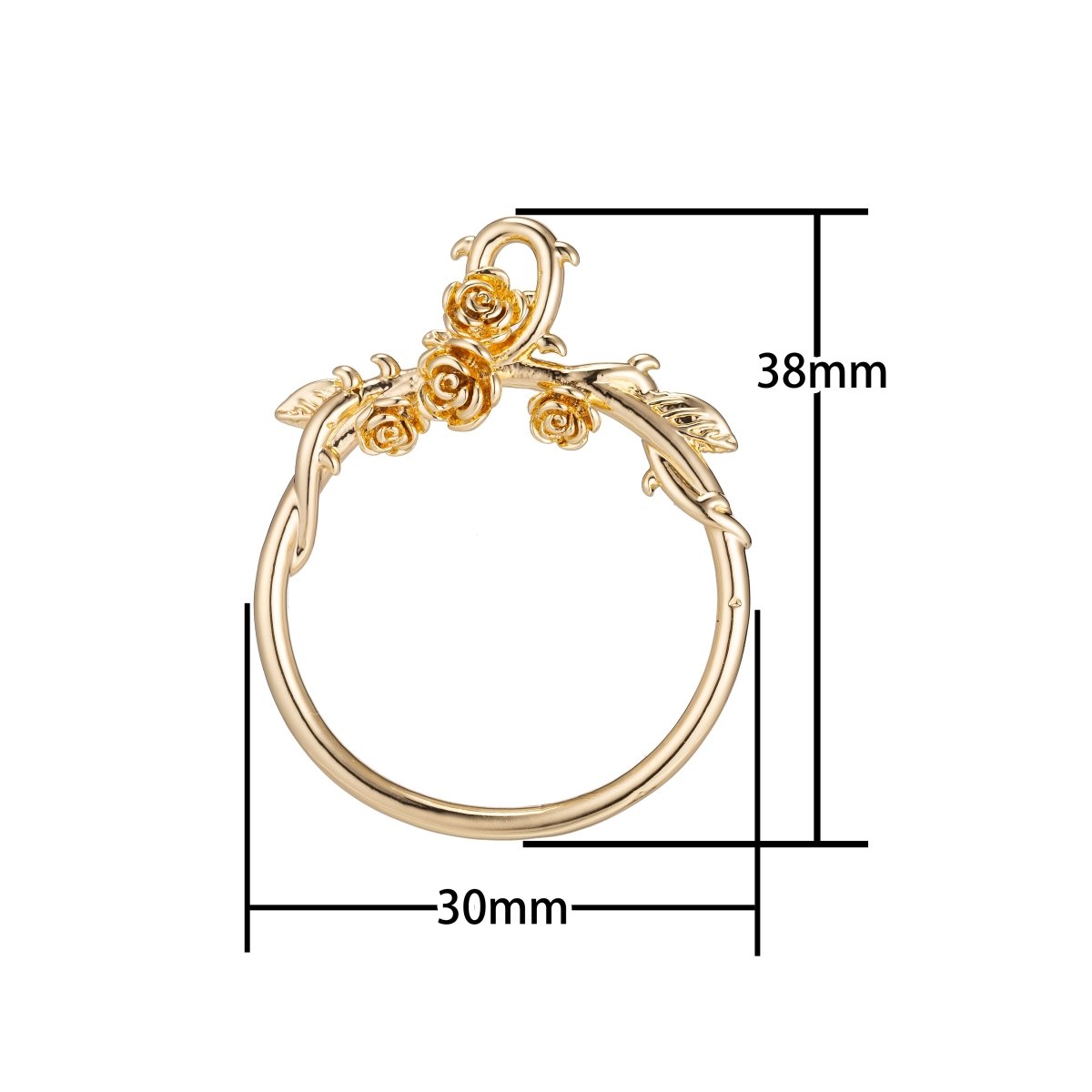 18k Gold Fill magnolia branch necklace Pendant, wreath Charm Rose flower Pendant for Earring Necklace Bracelet Jewelry MakingC-324