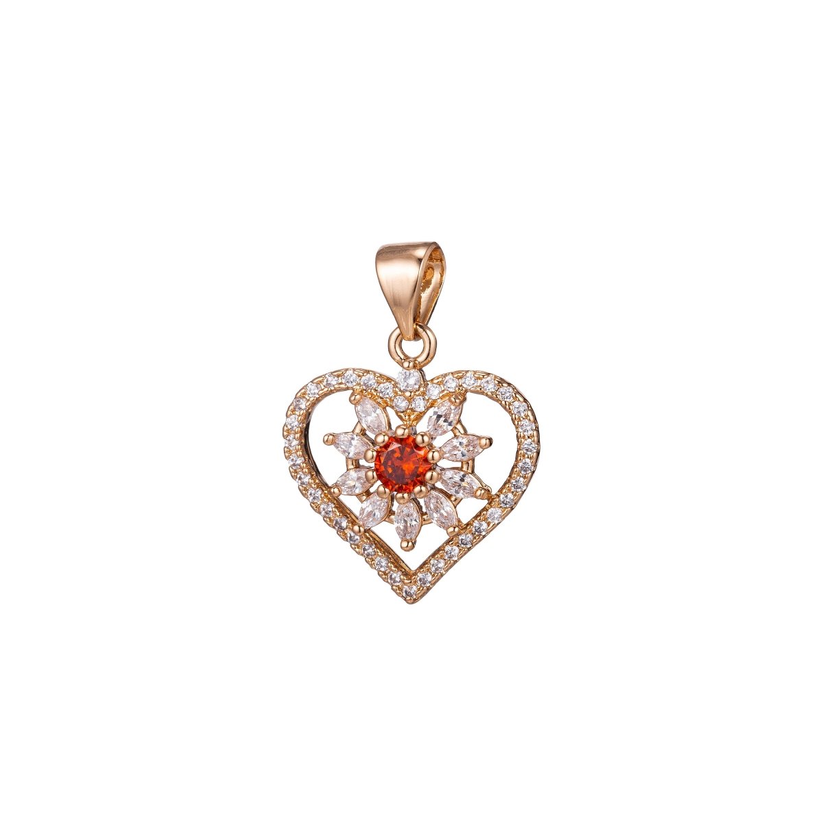 18k Gold Fill Shiny Gold Heart Love, Micro Pave Heart Charms, Necklace Heart Pendant, CZ Heart Charms, Cubic Zirconia Necklace H-849