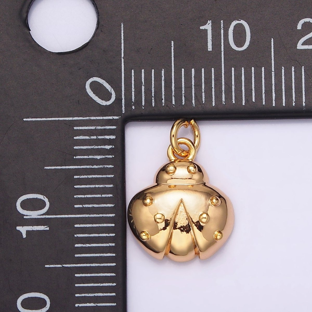 18K Gold Filled 12mm Dotted Ladybug Insect Animal Minimalist Charm | N1758