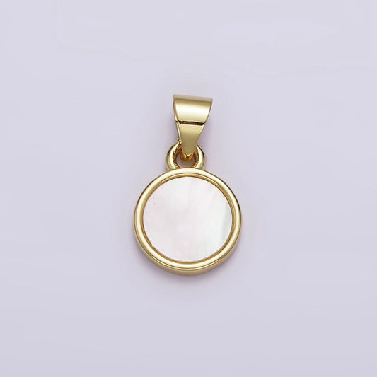 18K Gold Filled 16.5mm White Shell Pearl Round Circle Pendant | AA555