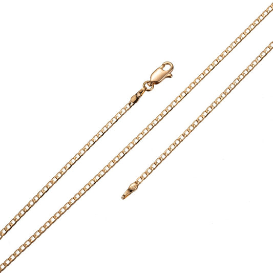 18K Gold Filled 2 mm Curb Chain Necklace Gold Filled Finished Statement Chain Necklace Ready to Wear 17.7 Inch Gold Chain w/ Lobster Claw | CN-680  Clearance Pricing