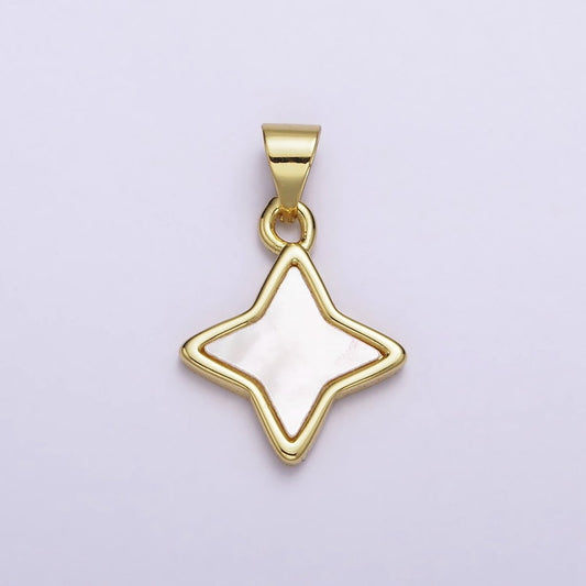 18K Gold Filled 20.8mm White Shell Pearl Celestial Star Pendant | AA552