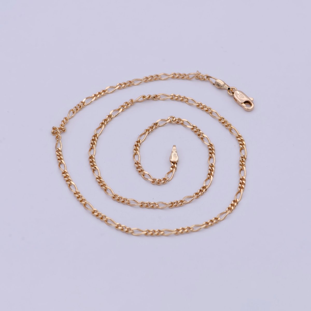 18K Gold Filled 2.4mm Link Figaro Chain For Wholesale Necklace Dainty Jewelry Making Supplies | WA-767 Clearance Pricing