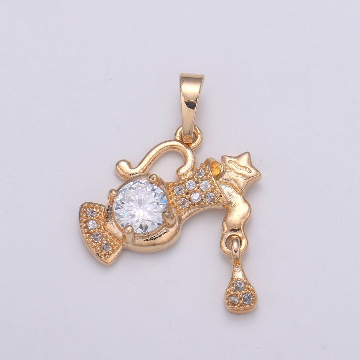 18k Gold Filled 25x18mm Aquarius -Zodiac Horoscope Sign Constellation Charm - Celestial Astrology Medallion Pendant for Necklace J-272