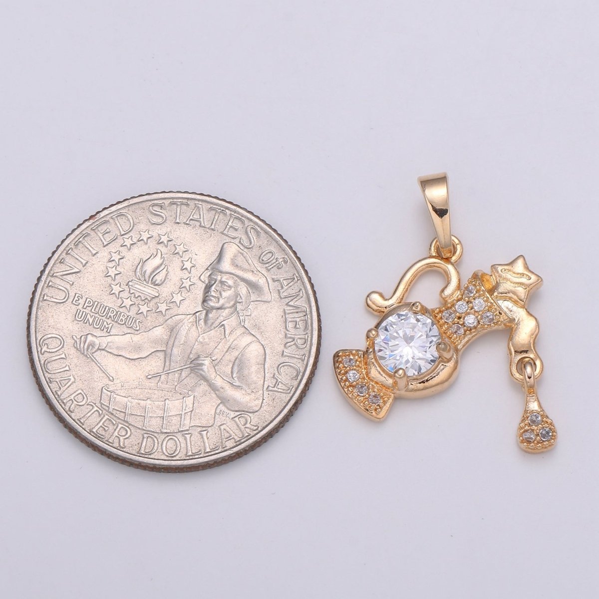 18k Gold Filled 25x18mm Aquarius -Zodiac Horoscope Sign Constellation Charm - Celestial Astrology Medallion Pendant for Necklace J-272