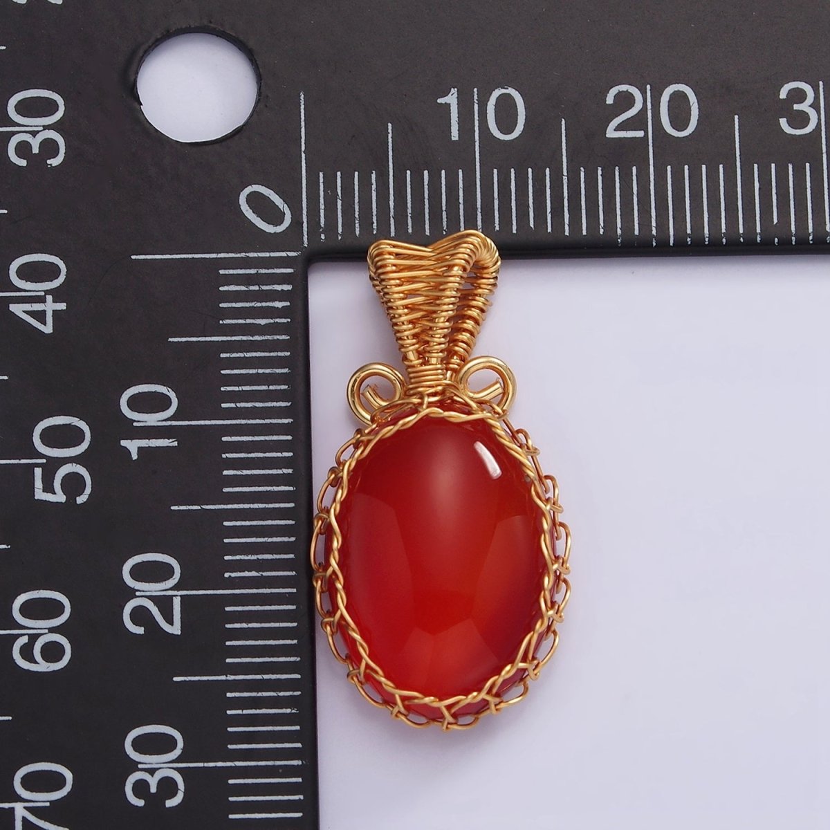 18K Gold Filled 28mm Rose Quartz, Carnelian, Amethyst, Aventurine, Onyx Cabochon Handmade Wire Wrapped Pendant | AA-616 - AA-620