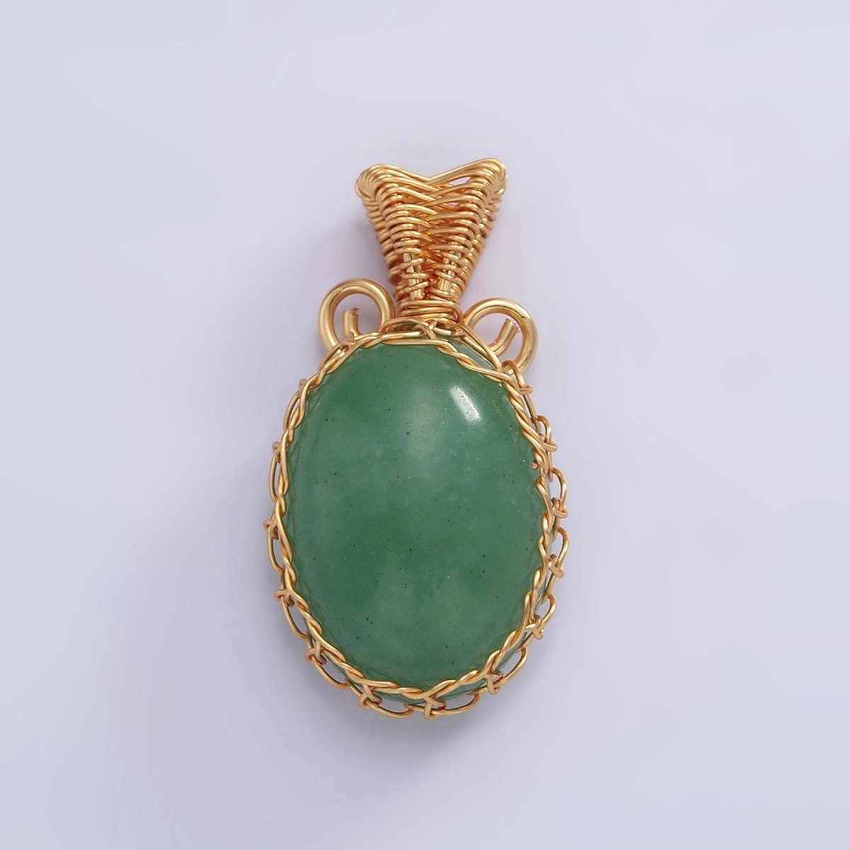 18K Gold Filled 28mm Rose Quartz, Carnelian, Amethyst, Aventurine, Onyx Cabochon Handmade Wire Wrapped Pendant | AA-616 - AA-620