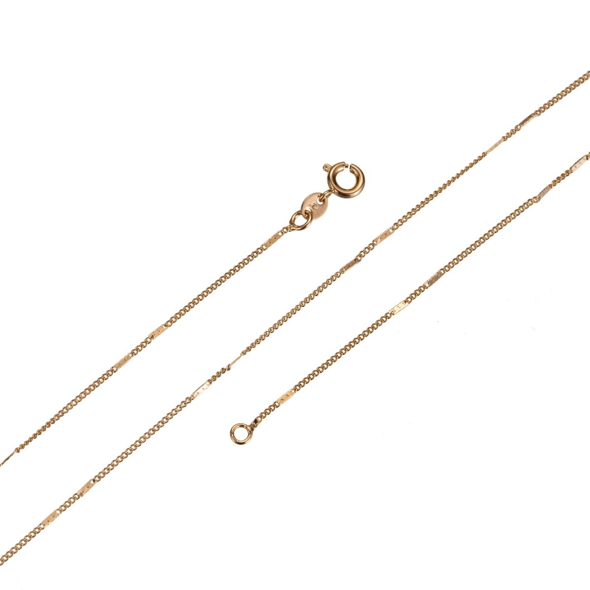 18K Gold Filled 2mm Criss Cross Chain Necklace, Gold Filled Finished Chain Necklace Ready to Wear 15.6 Inch Gold Chain w/ Spring Clasp | CN-668  Clearance Pricing