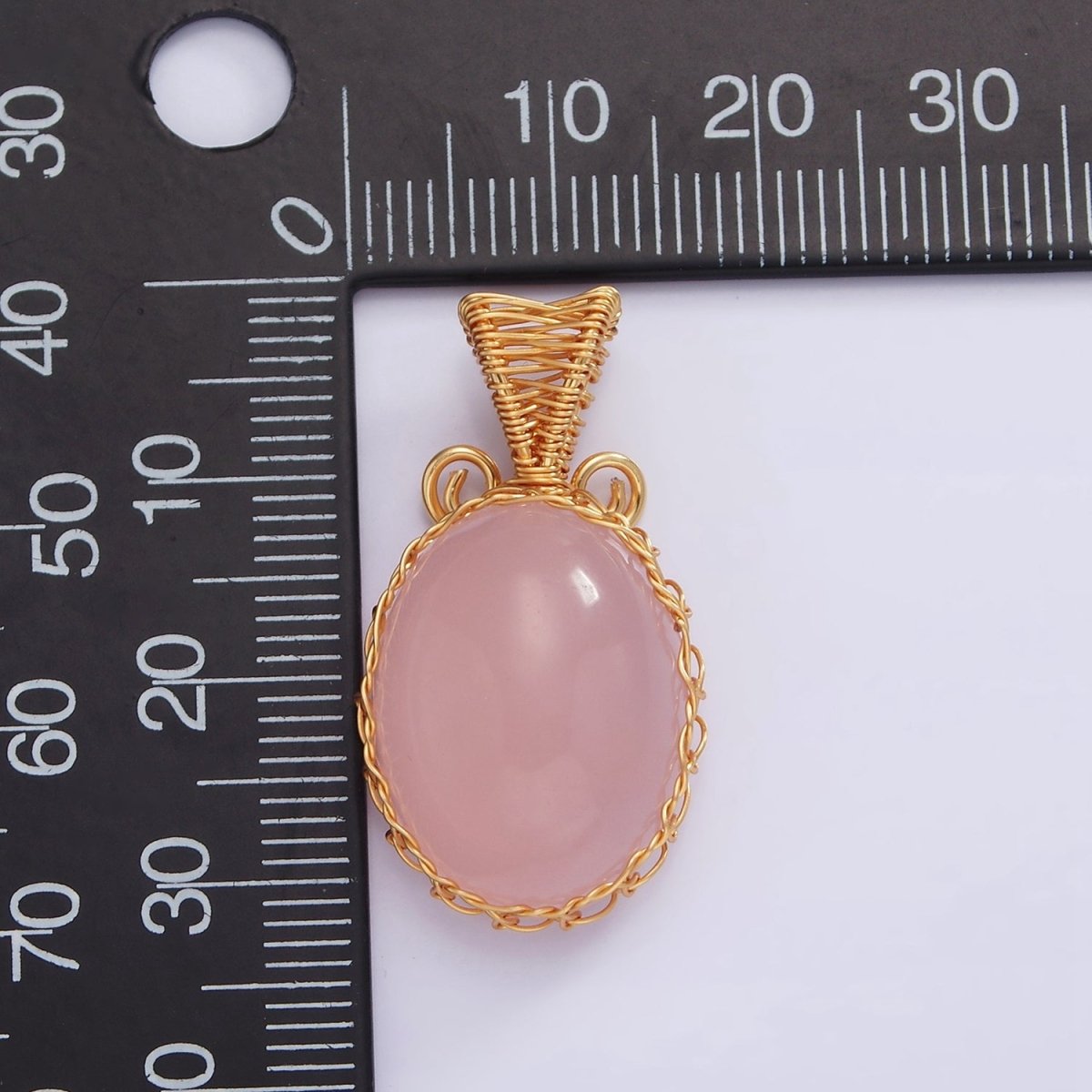 18K Gold Filled 31mm Rose Quartz, Carnelian, Amethyst, Onyx Cabochon Handmade Wire Wrapped Pendant | AA-621 - AA-624
