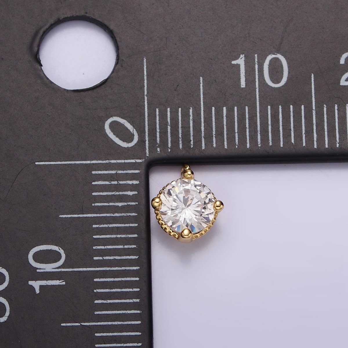 18K Gold Filled 5mm Clear Round CZ Mini Add-On Charm E-447