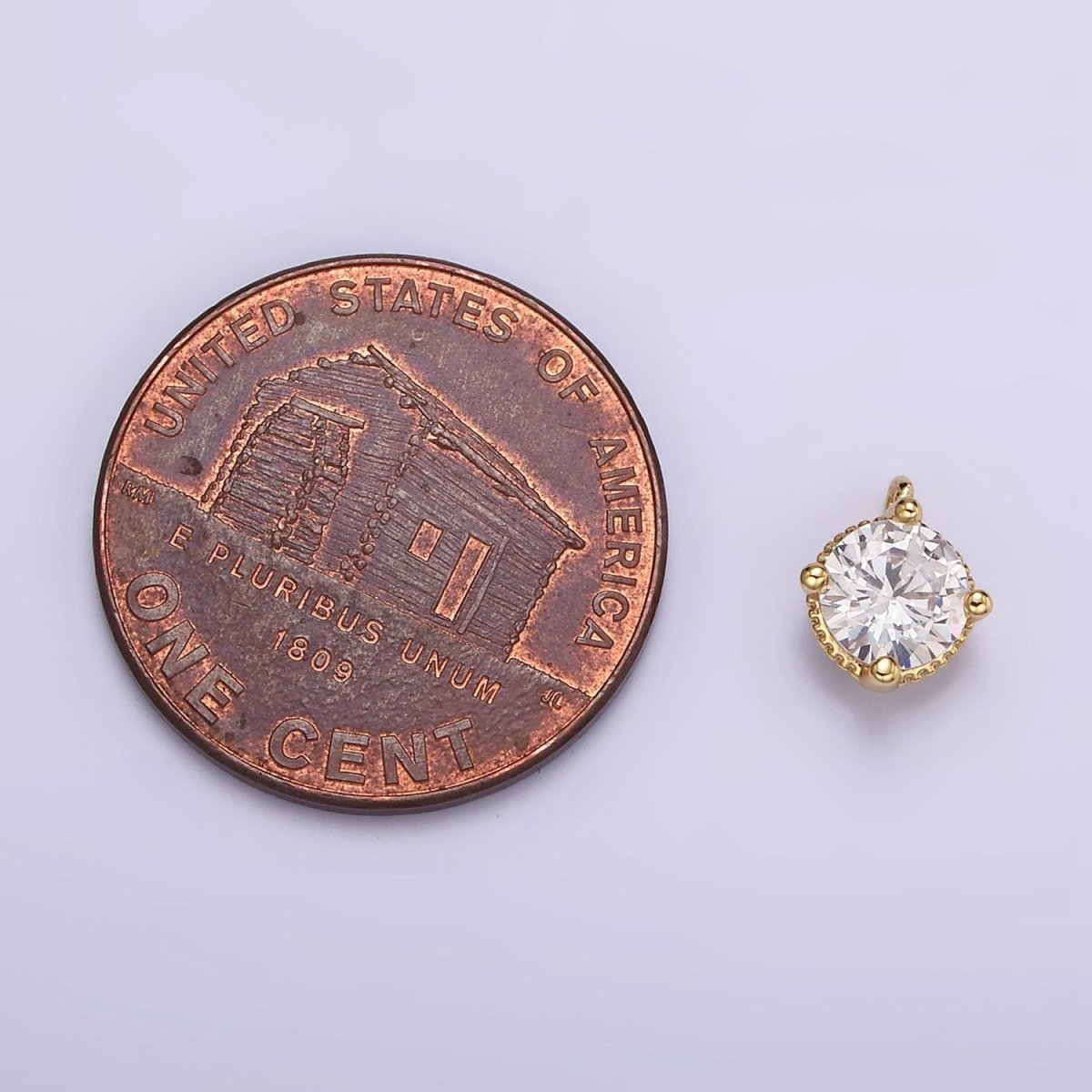 18K Gold Filled 5mm Clear Round CZ Mini Add-On Charm E-447