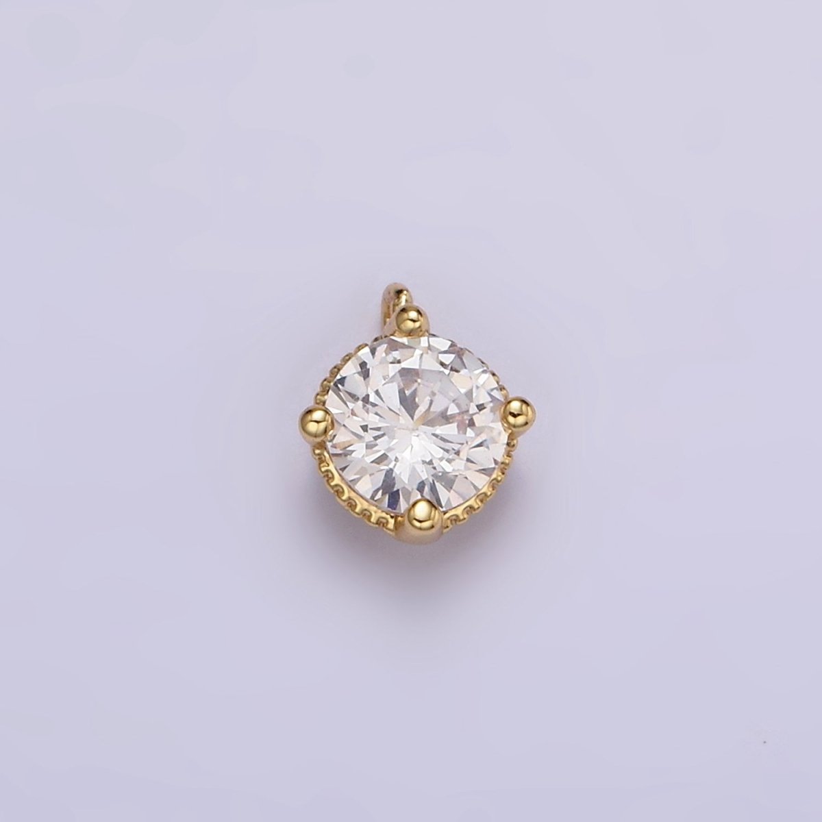 18K Gold Filled 5mm Clear Round CZ Mini Add-On Charm E-447