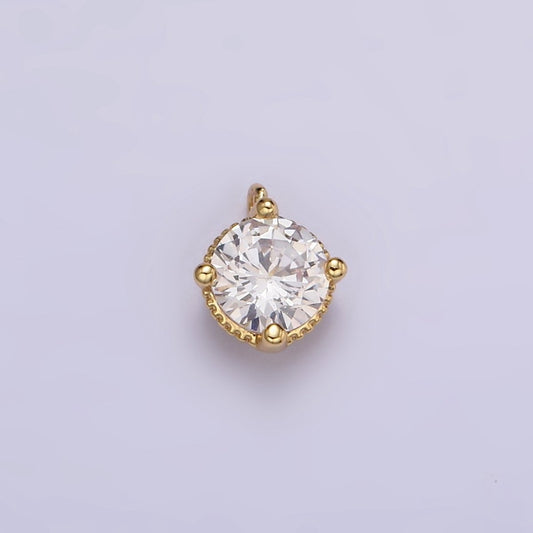 18K Gold Filled 5mm Clear Round CZ Mini Add-On Charm E-447