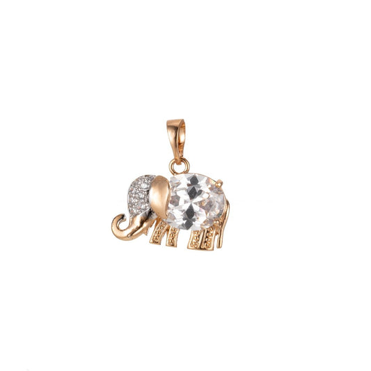 18K Gold Filled Baby Elephant Charm Black Clear Crystal Cubic Zirconia for Necklace Pendant Earring Dangle Findings for Jewelry Making J-909