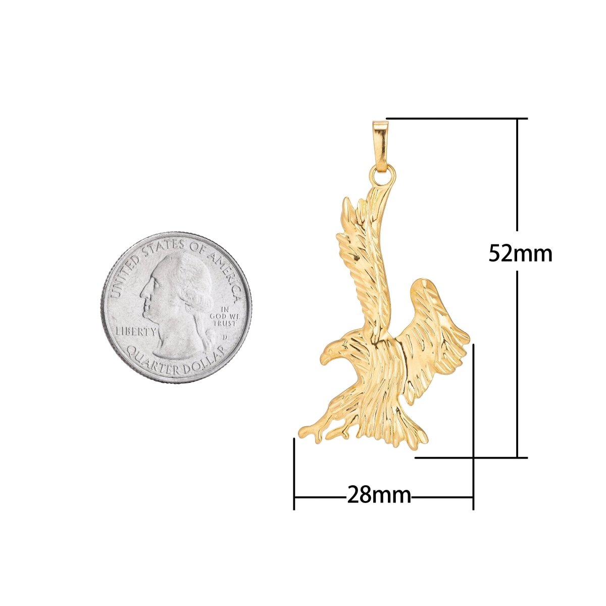18K Gold Filled Bald Eagle Bird American Eagle Symbol Leader DIY Necklace Pendant Charm Bead Bails Findings for Jewelry Making H-478
