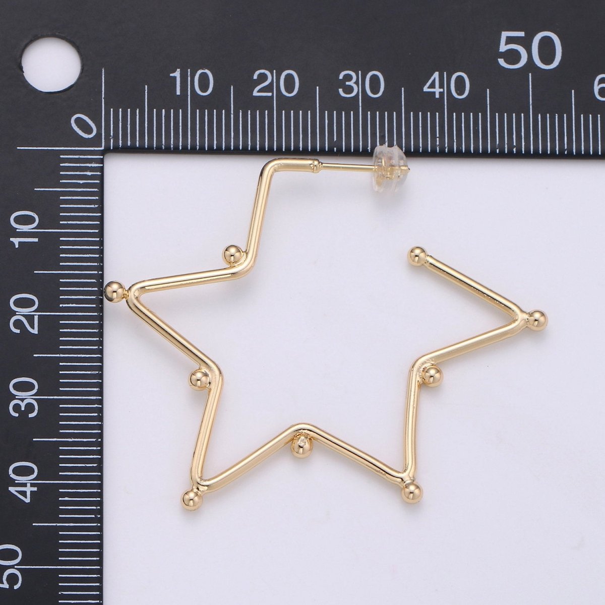 18K Gold Filled Ball Hoop Earrings, Beaded Hoop Earrings, Star Hoop Earrings, Gold Ball Hoop Earrings, 25mm 35mm 45mm Gold Hoop Earring Q-089 Q-090