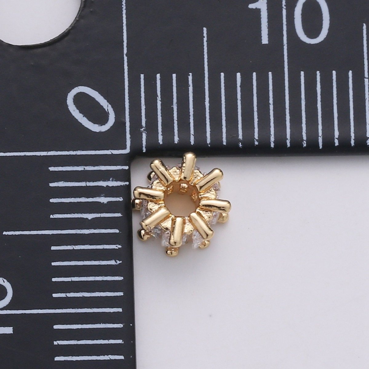 18k Gold Filled Beads CZ Micro Pave Tube Small Hole Spacer Beads Cubic Zirconia Spacer Beads, Gold Round Bead Spacer for Bracelet Making