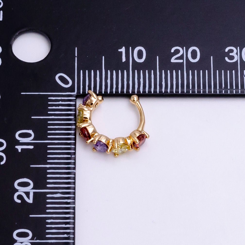 18K Gold Filled Black, Clear, Soft Multicolor, Dark Multicolor CZ Lined Ear Cuff Earrings | AI064 - AI067