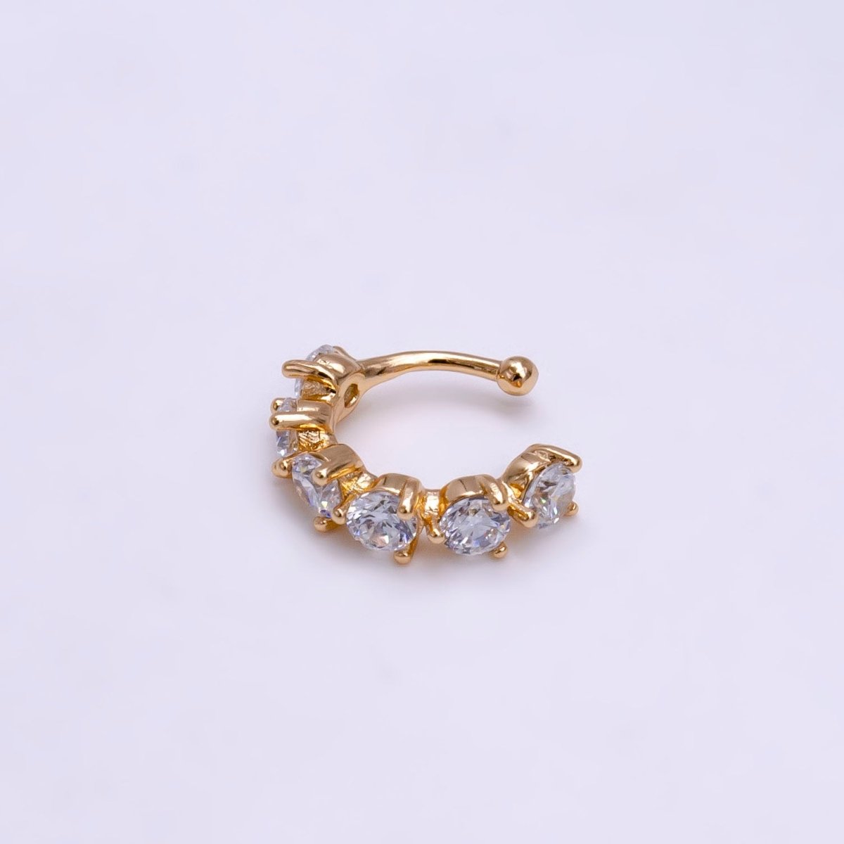 18K Gold Filled Black, Clear, Soft Multicolor, Dark Multicolor CZ Lined Ear Cuff Earrings | AI064 - AI067