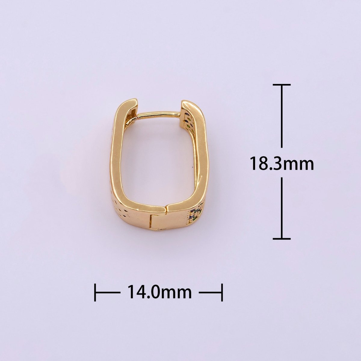 18K Gold Filled Blue & Green Ocean Micro Paved CZ Front-Facing Oblong Hoop Earrings in Gold & Silver | AD851 AD852