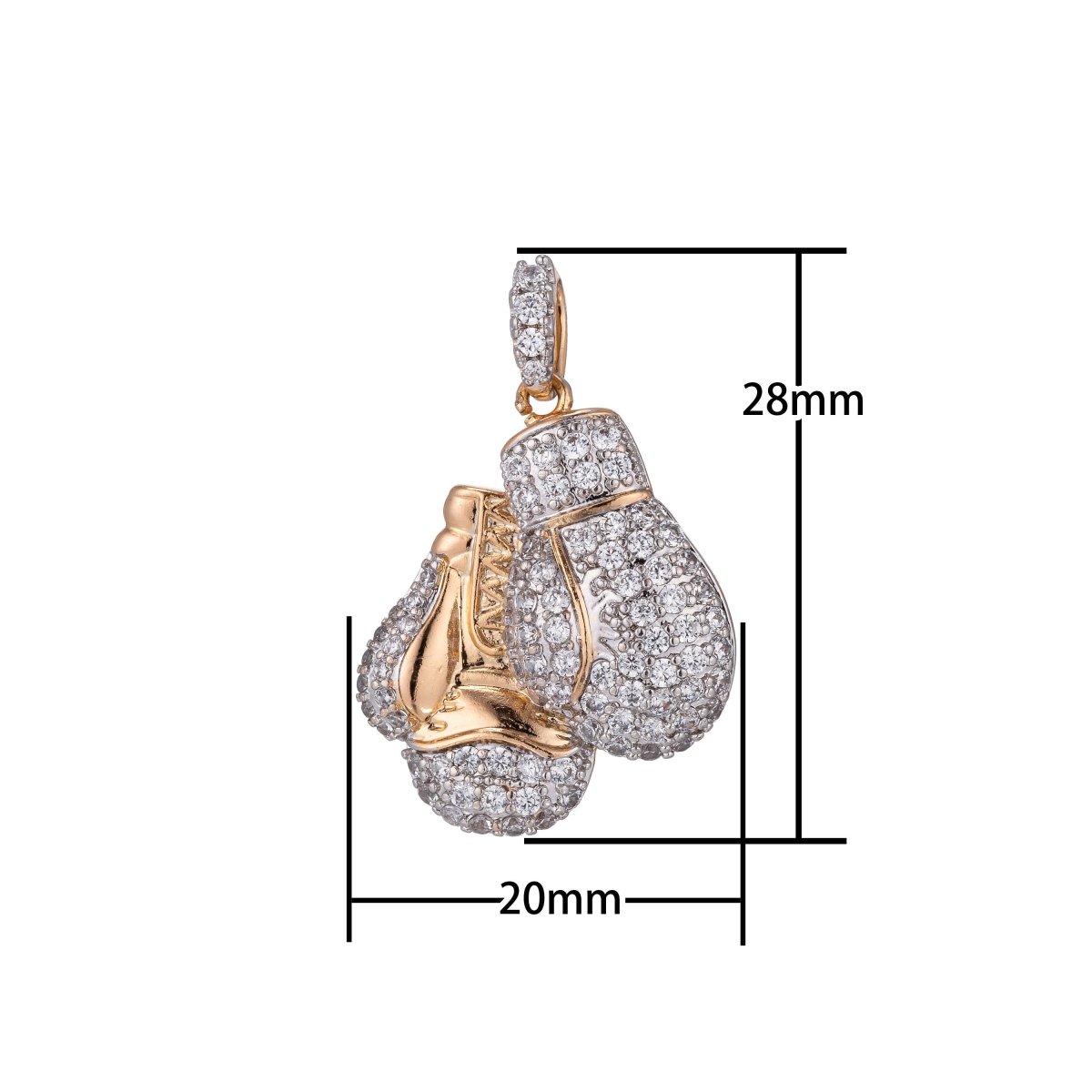 18k Gold Filled Boxing Glove Necklace Pendant Boxer Micro Pave CZ Boxer Glove Charm Sport champion Bails Findings for Jewelry Making H-864