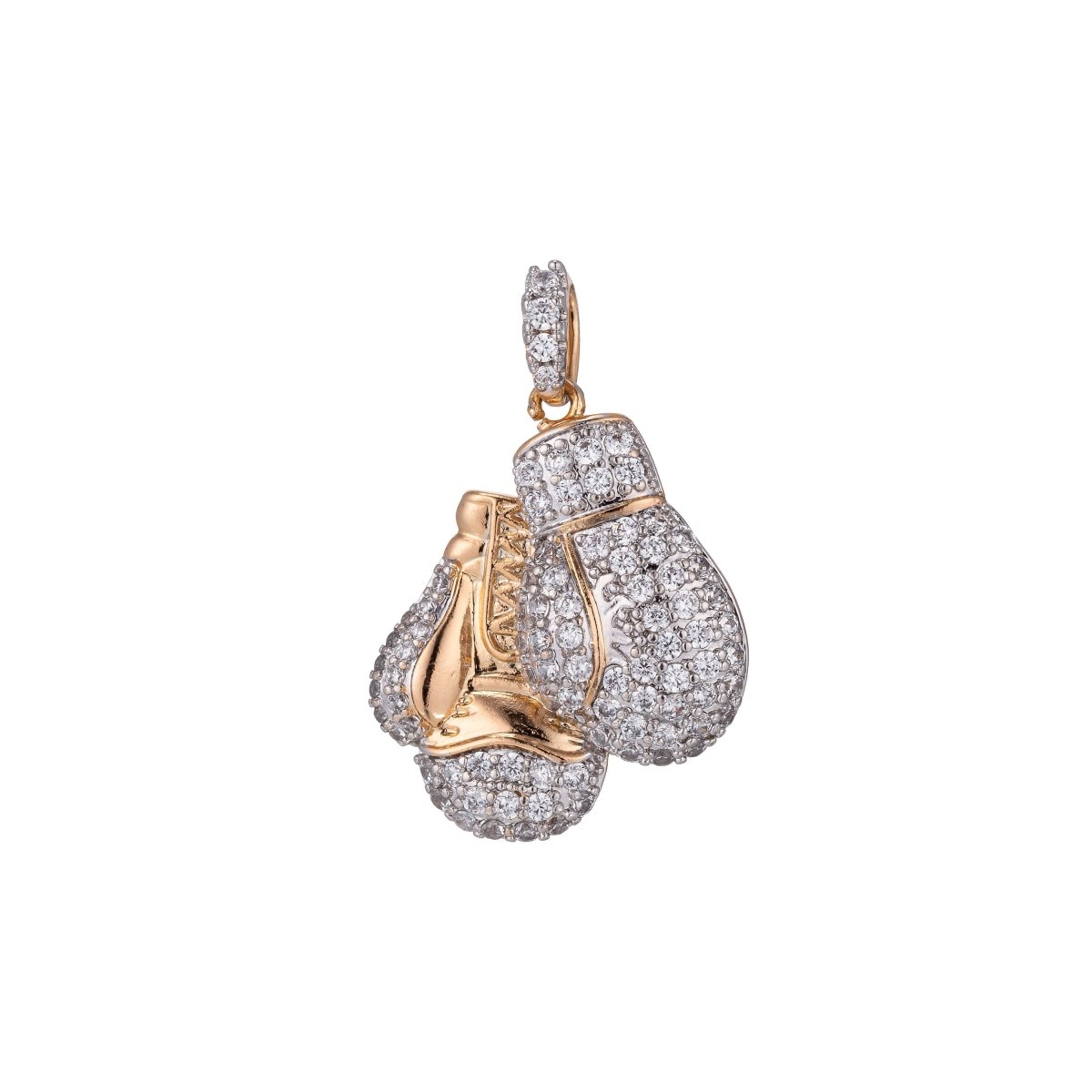 18k Gold Filled Boxing Glove Necklace Pendant Boxer Micro Pave CZ Boxer Glove Charm Sport champion Bails Findings for Jewelry Making H-864