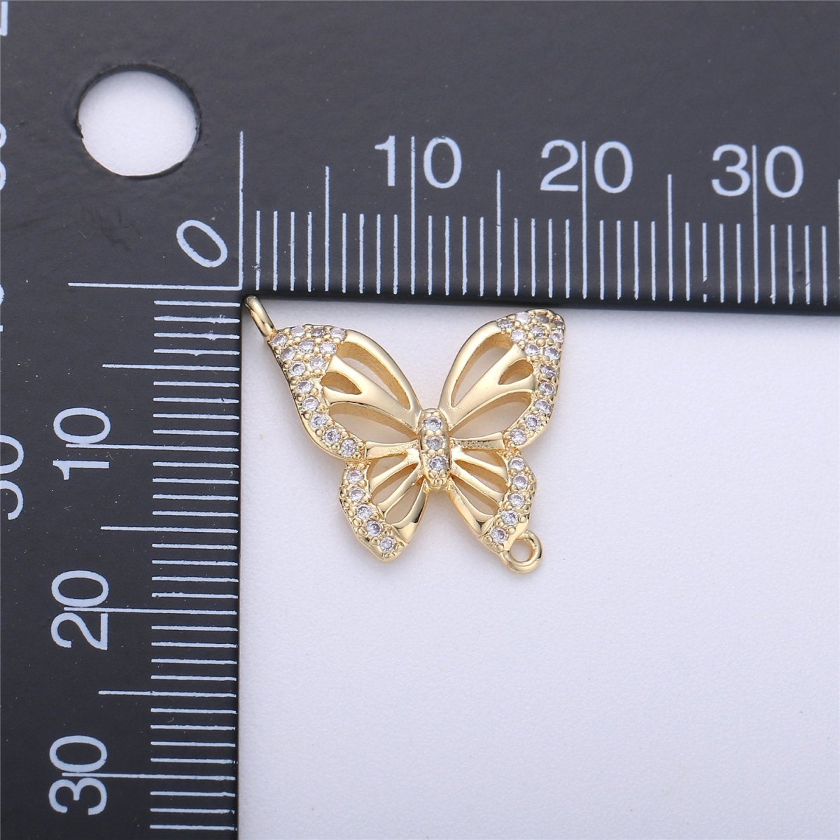 OS 18K Gold Filled Butterfly Connector, Butterfly Connector Charm, Bracelet Connector, Insect Connector, Jewelry Link Micro Pave Charm F-291