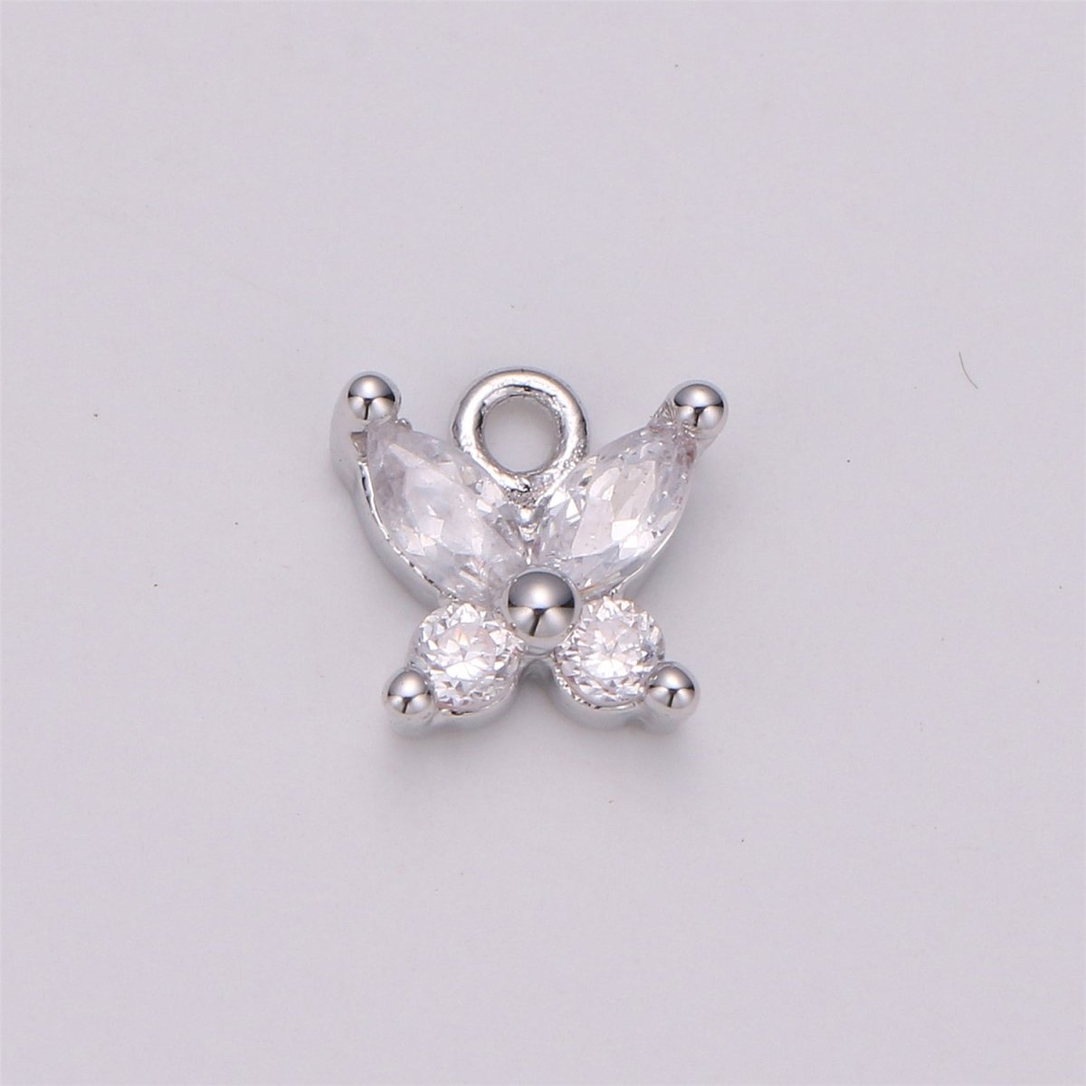 18K Gold Filled Butterfly Crystal Charm, Butterfly Charm Necklace, Tiny Dainty Charm, Boho Chic, Gold Crystal Charm, Minimal Silver Charm Pendant, C-529