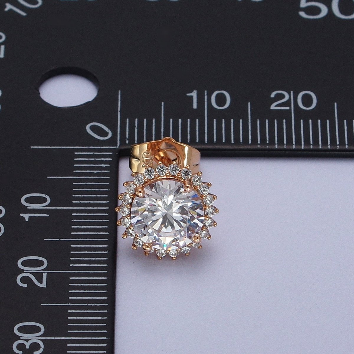 18K Gold Filled Celestial Sun Clear CZ Round Stud Earrings | AD-288
