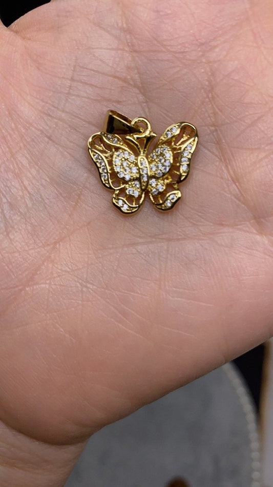 18k Gold Filled Charm Dainty Cubic Butterfly Pendant, Bracelet Charm, Necklace Pendant, Micro Pave Animal Jewelry Supply I-630