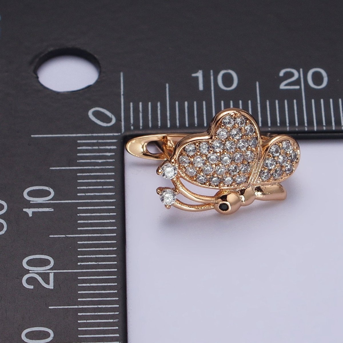 18K Gold Filled Clear cz Butterfly Mariposa Micro Paved Stud Earrings | AB1078