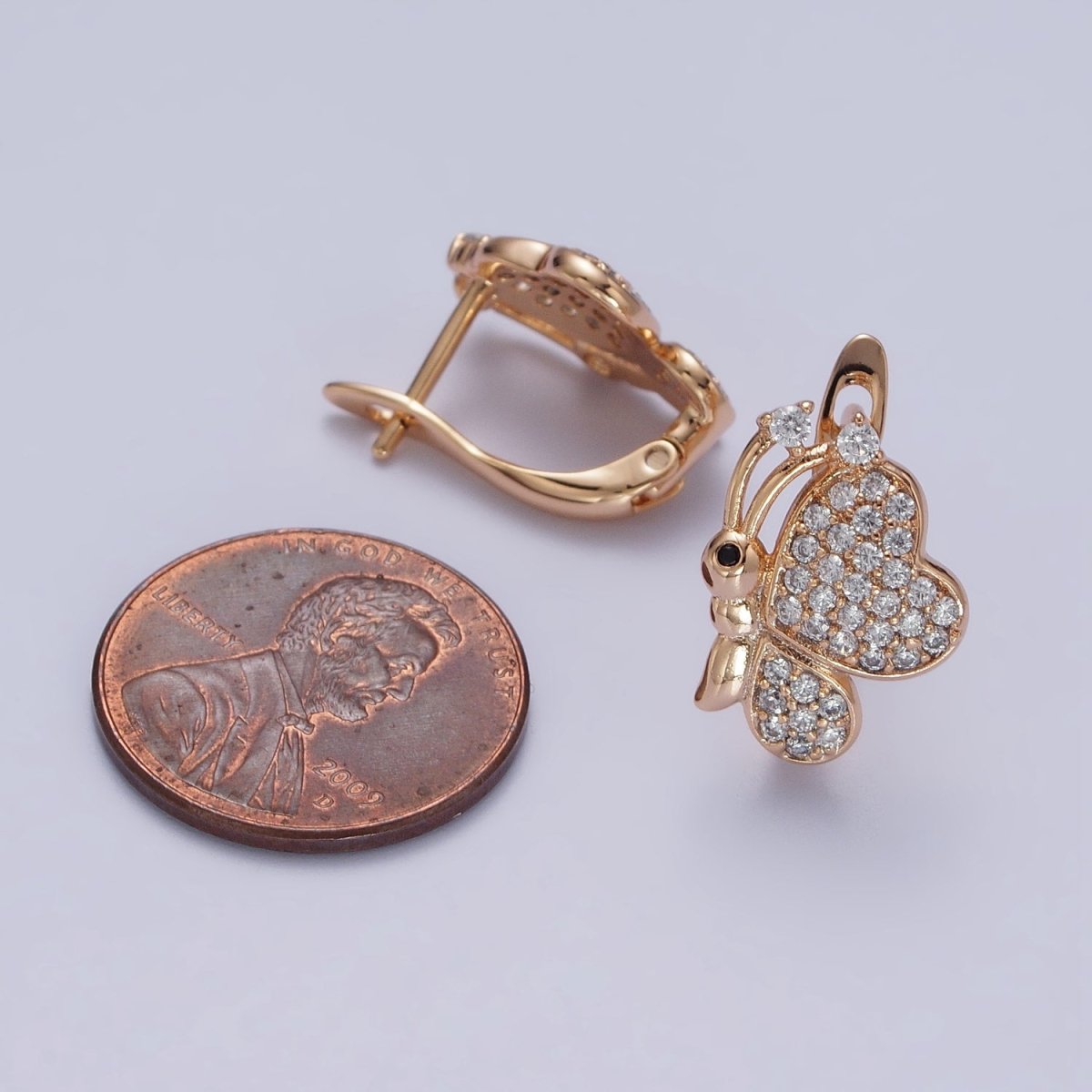 18K Gold Filled Clear cz Butterfly Mariposa Micro Paved Stud Earrings | AB1078
