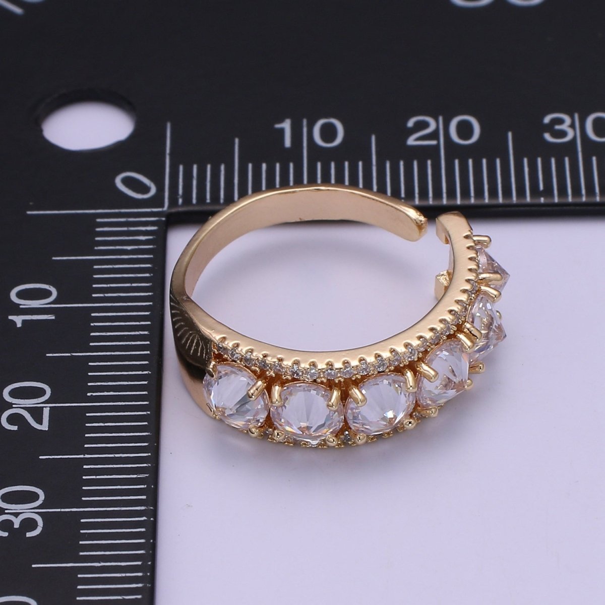18K Gold Filled Clear CZ Crystal Adjustable Ring O-332