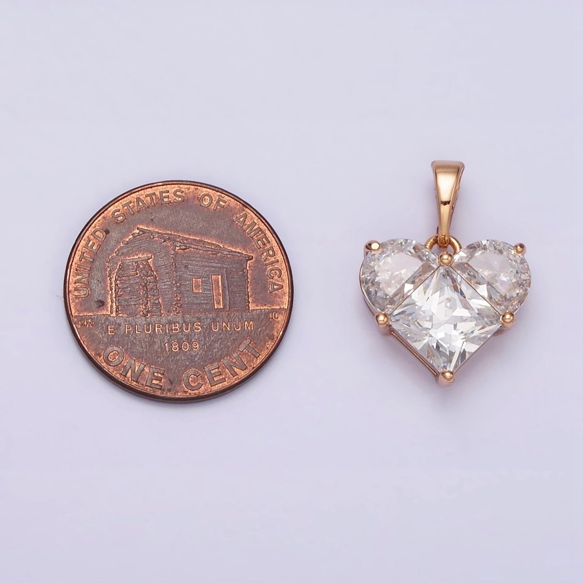 18K Gold Filled Clear CZ Pixelated Heart Pendant | AA525