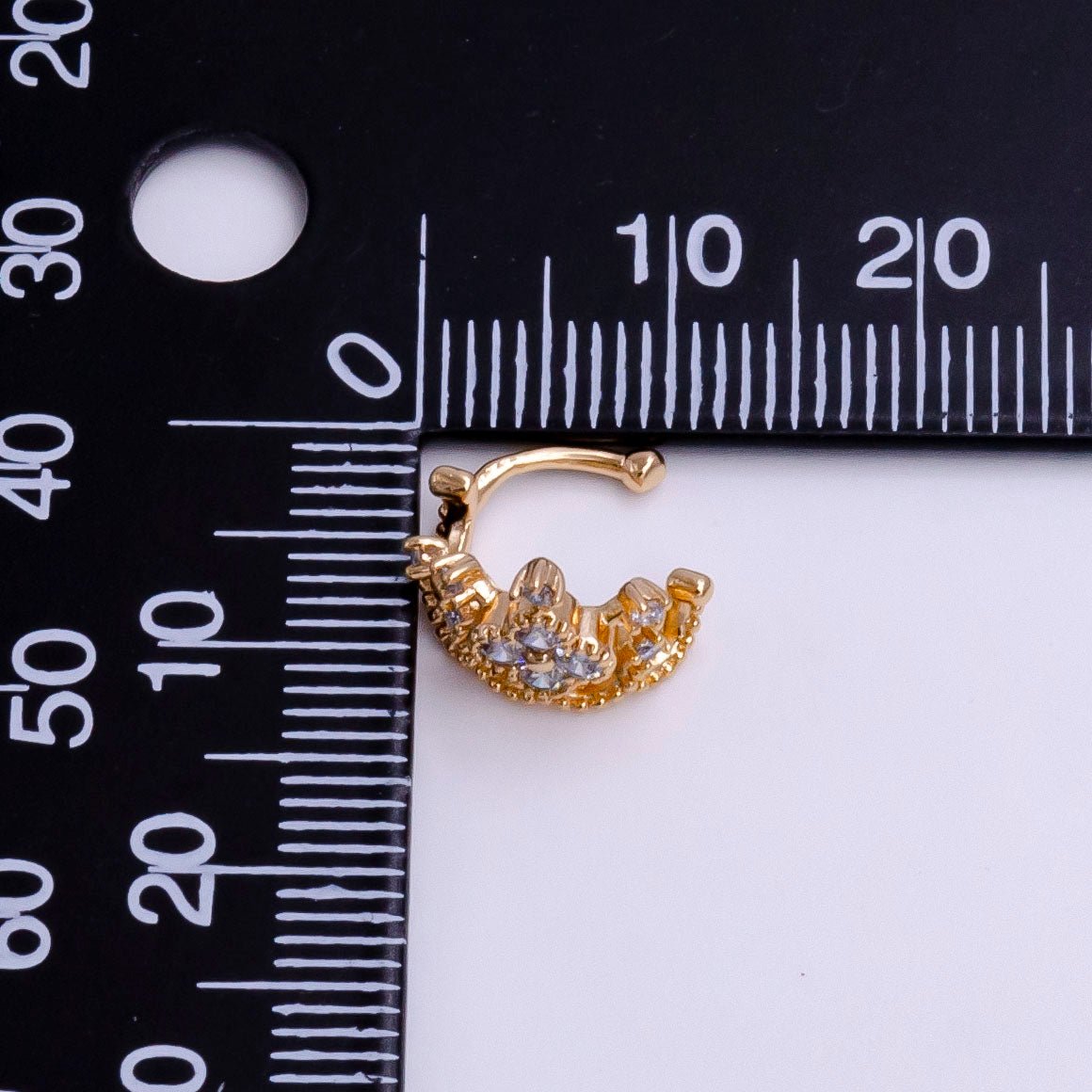18K Gold Filled Clear CZ Quatrefoil Clover Beaded Ear Cuff Earrings | AI109