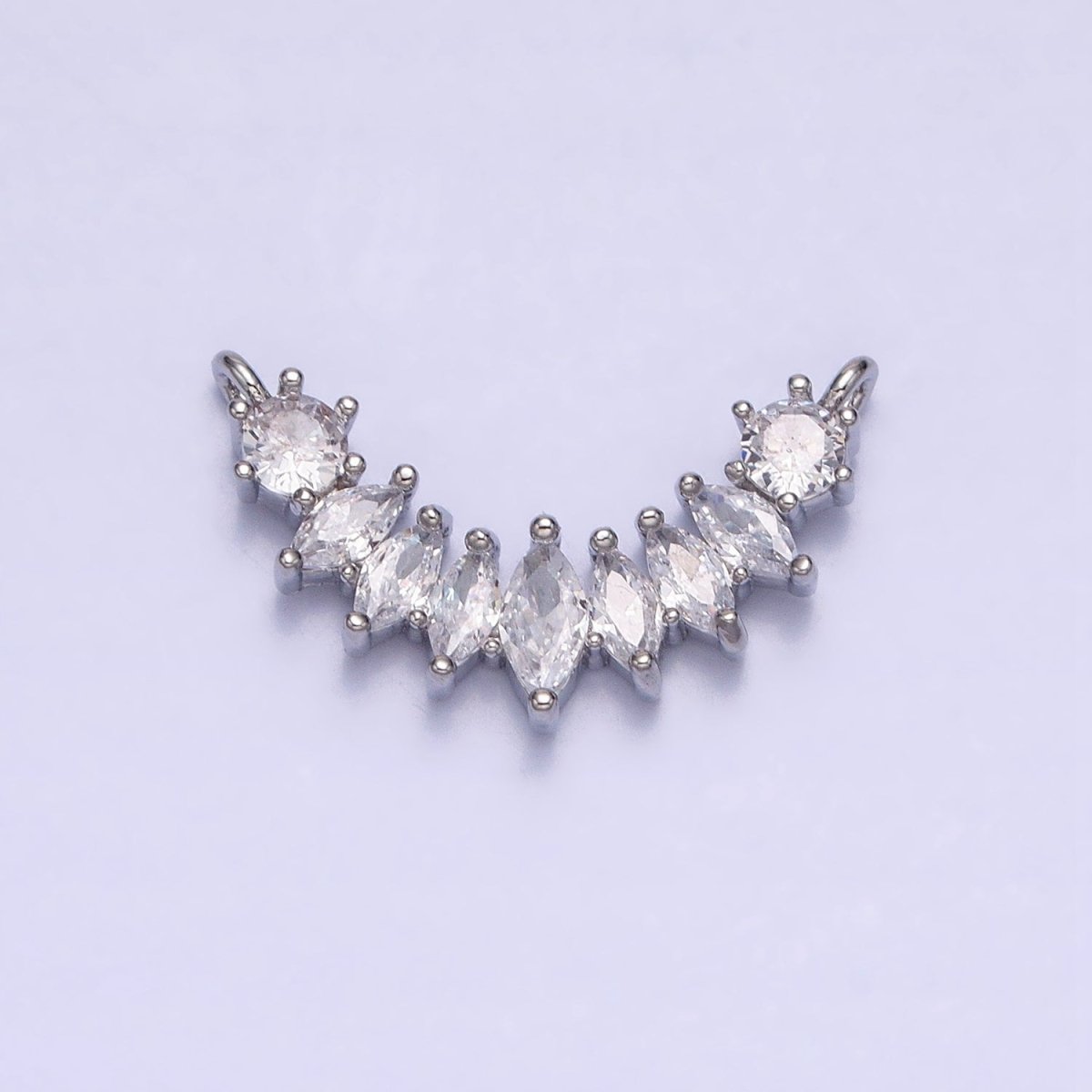 18K Gold Filled Clear Marquise CZ Curved Lined Connector in Gold & Silver | Y-845