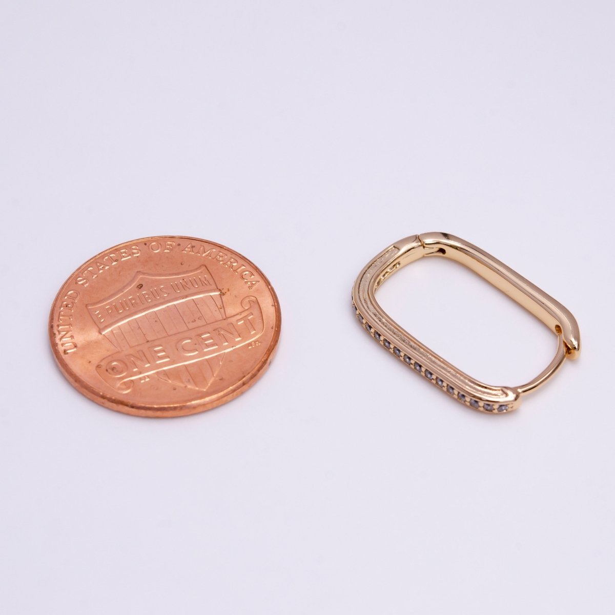 18K Gold Filled Clear Micro Paved 19mm Oblong Hoop Earrings | AE583